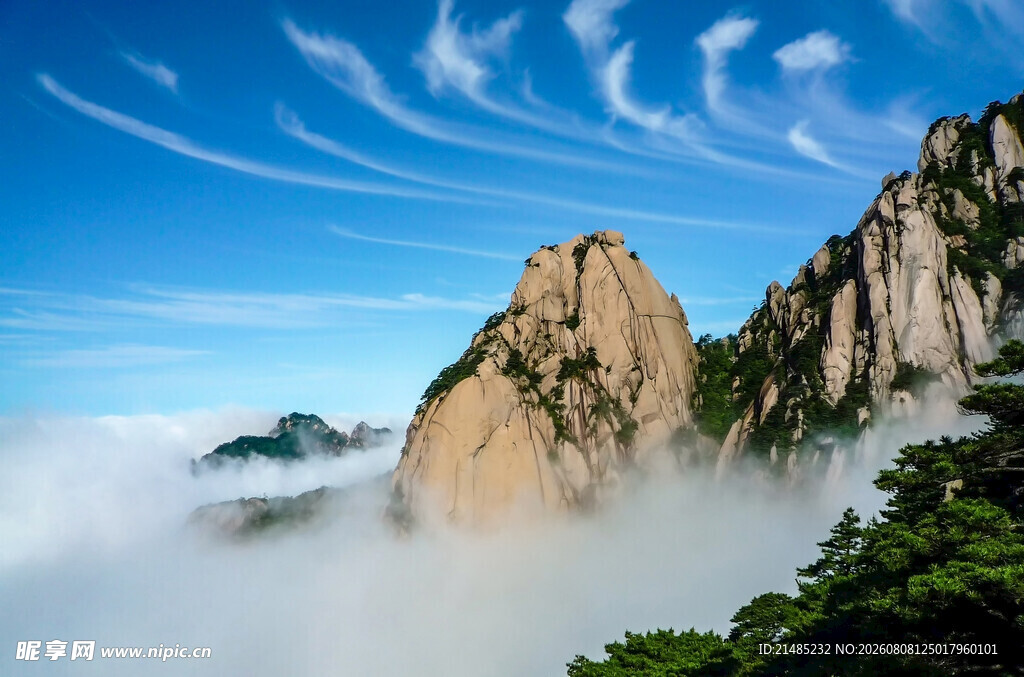壮丽黄山云海奇峰景观