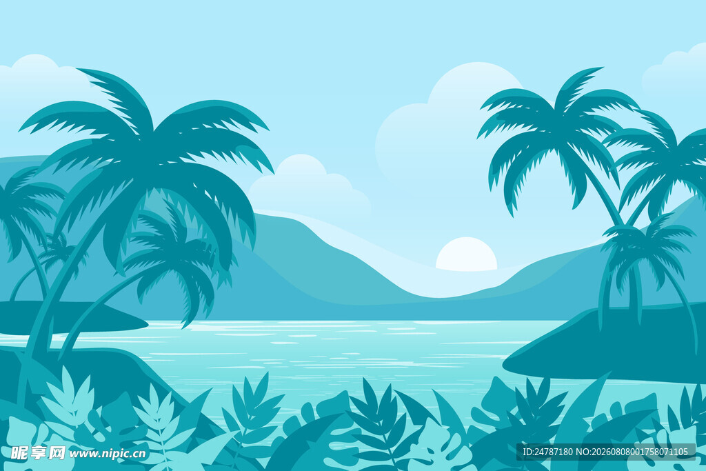 夏日沙滩景观