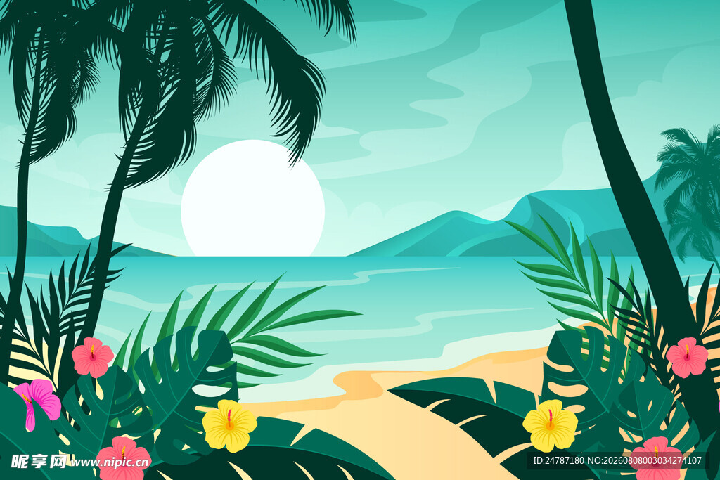 夏日海滩场景