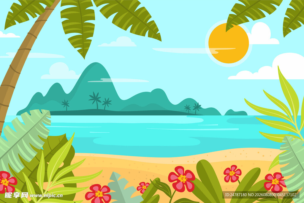 夏日海滩场景