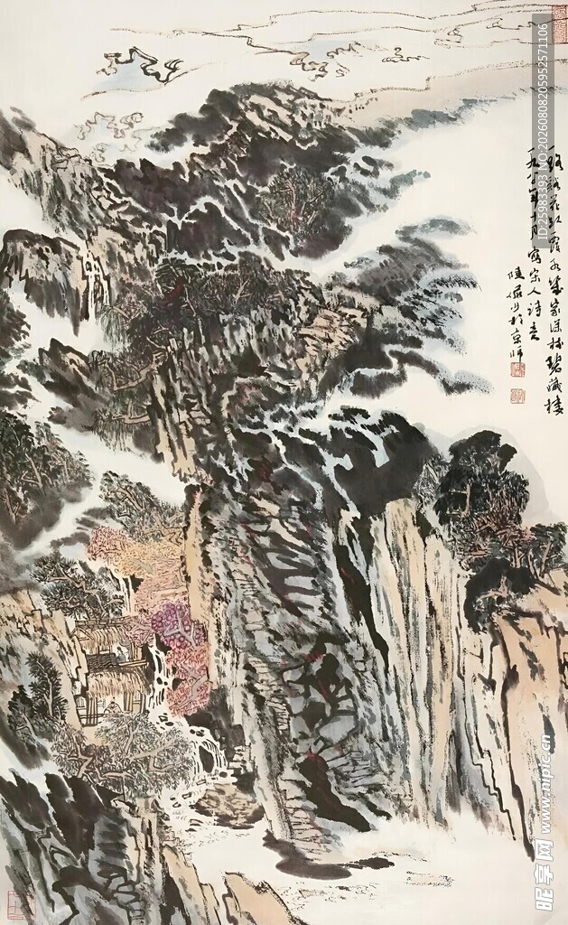 金秋山村图