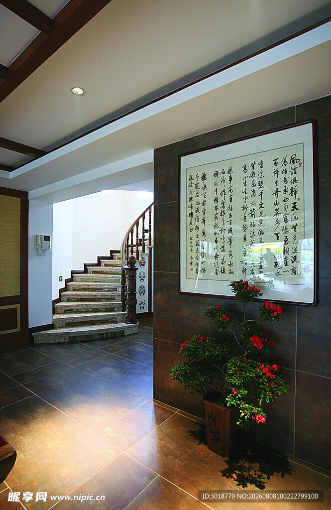 中式典雅入户玄关景致