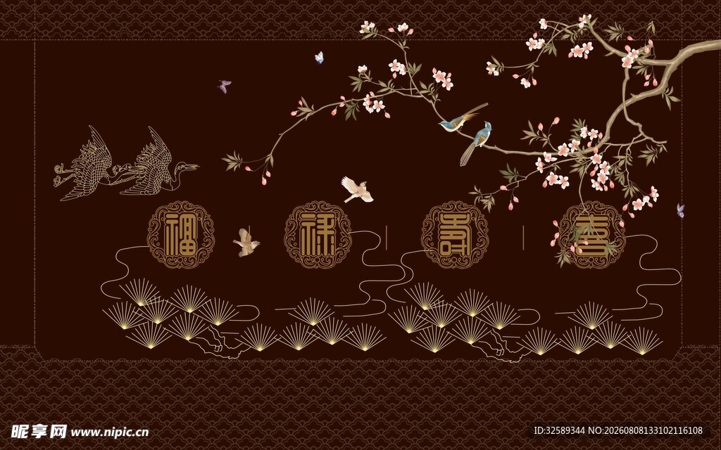中式古风夜景装饰画