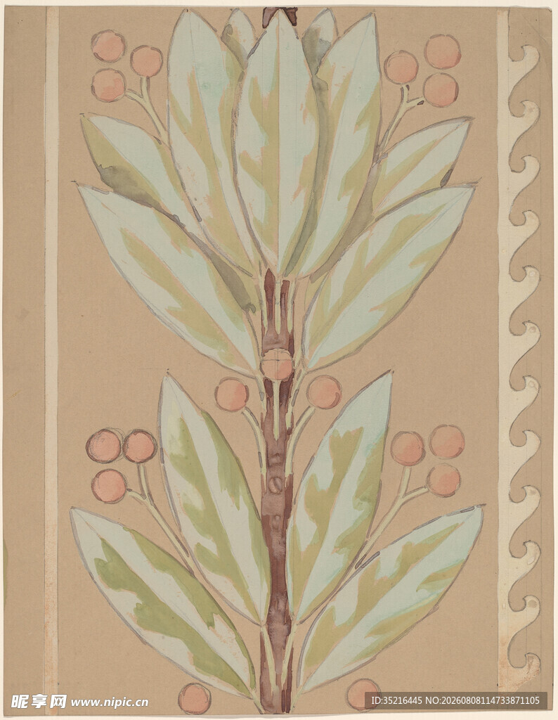 复古风植物图案装饰画