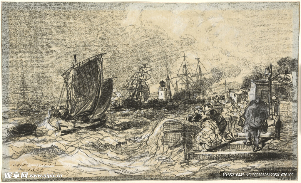 海上船只与岸边景象