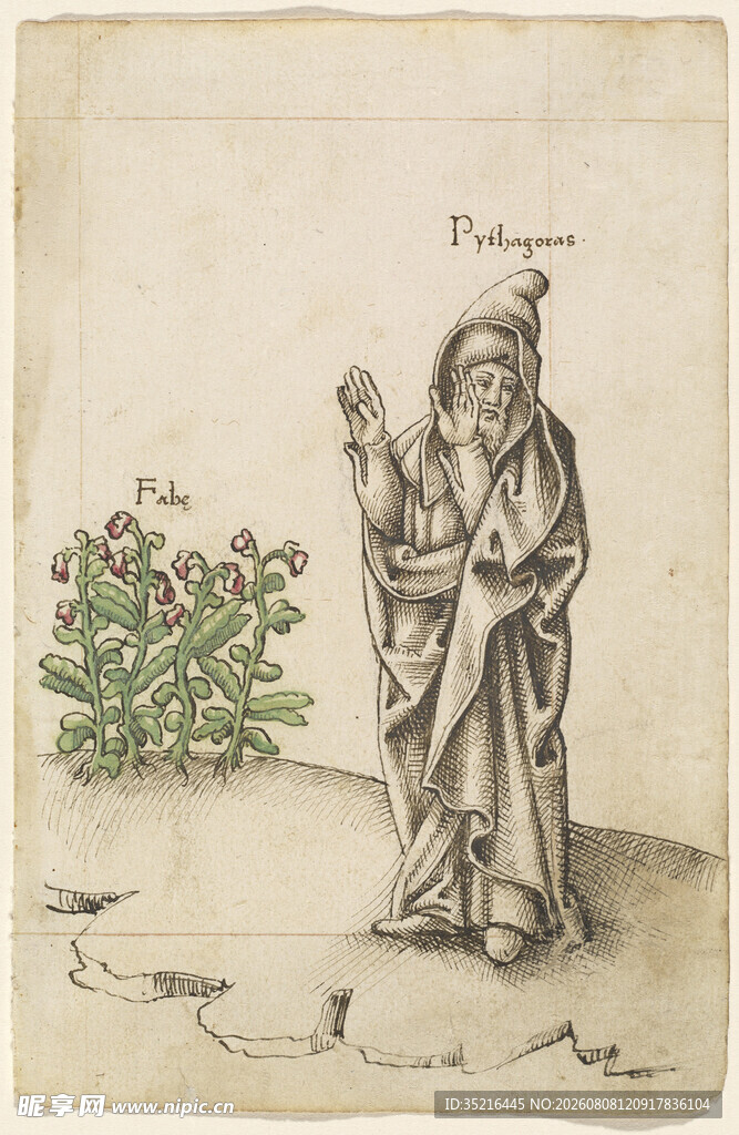 古代人物与植物场景图
