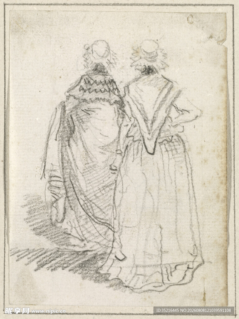 古典人物服饰素描画