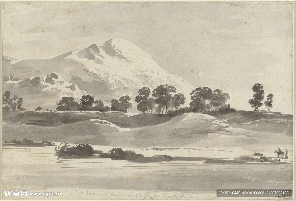 素描山水风景图