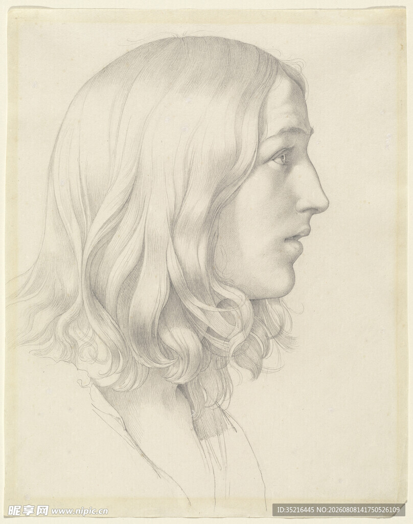 女性侧面素描头像