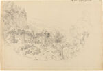 古代山水风景素描画