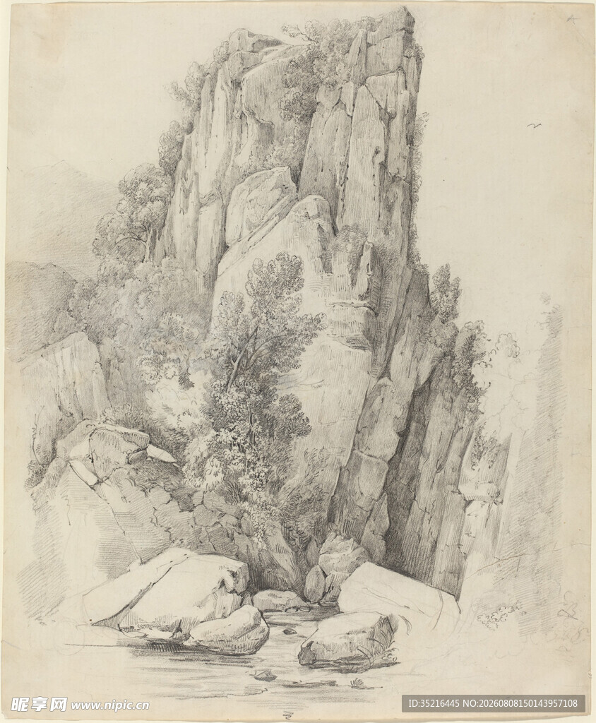 山水素描图