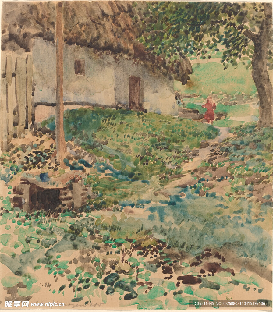 乡村小屋旁的宁静小路