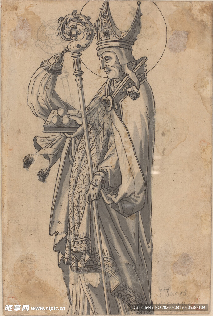 中世纪神职人员形象插画