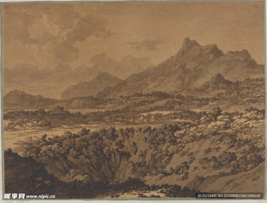 复古风格山水风景画作