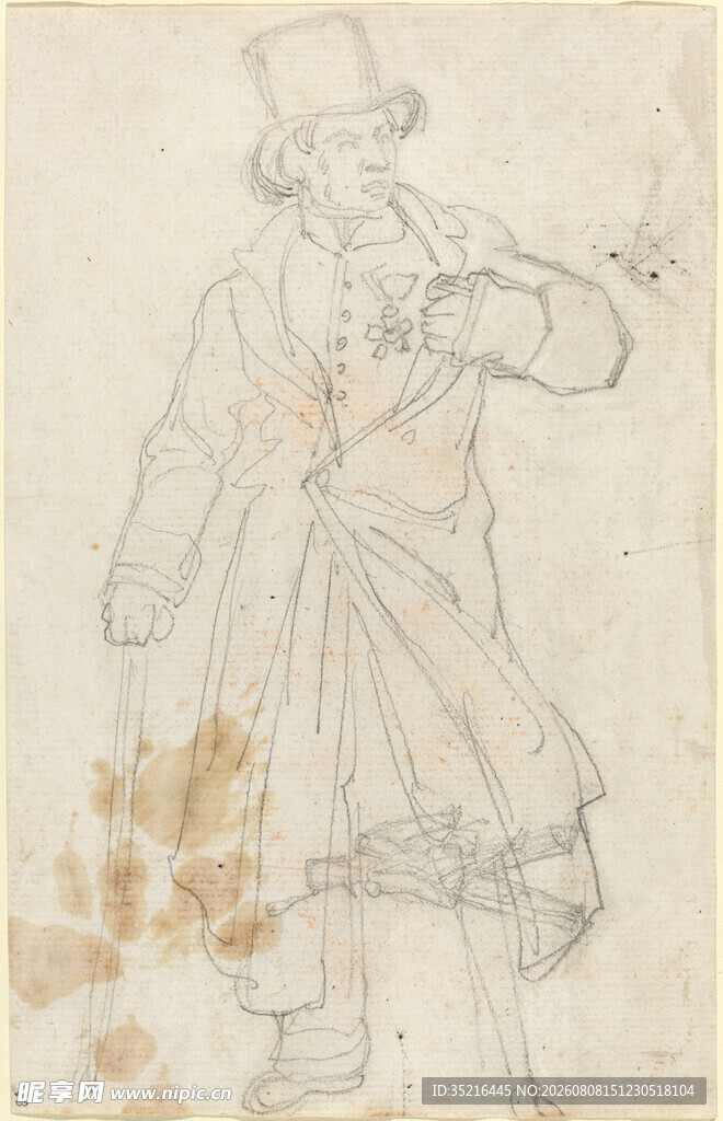 复古风格人物素描手稿