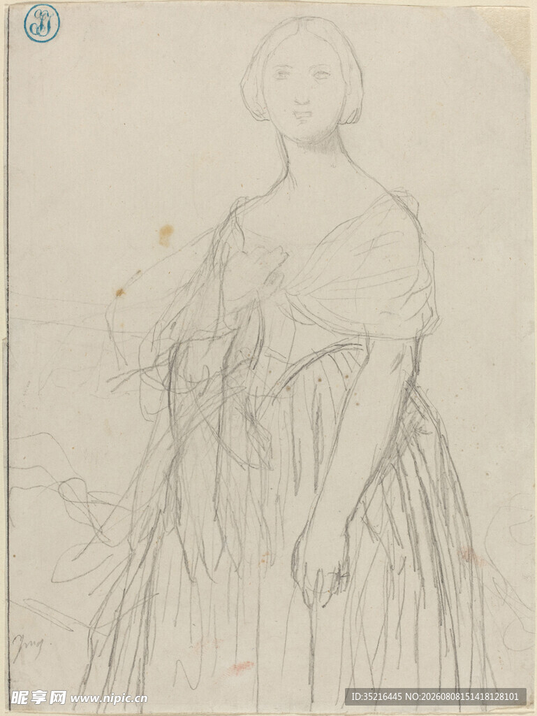 古典女性素描画像