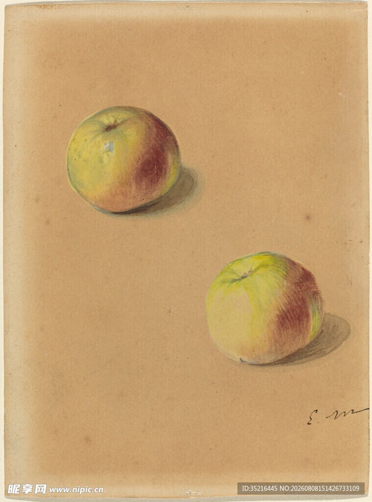 两桃静物画