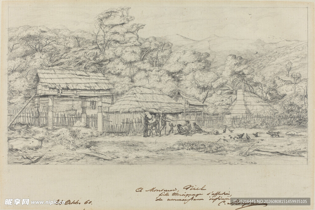 乡村小屋风景素描