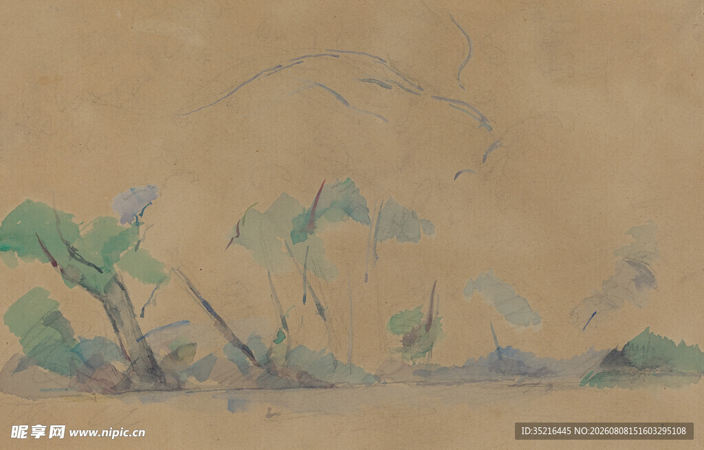 水墨风植物写意插画
