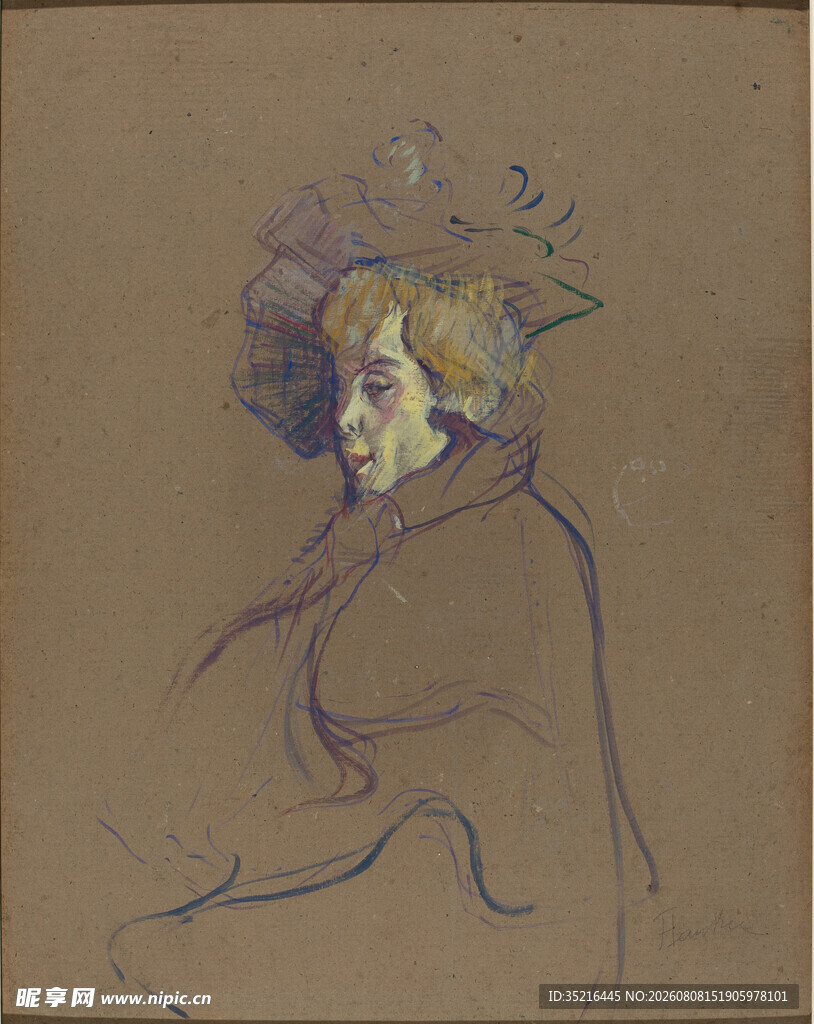 复古风格女性侧面肖像画