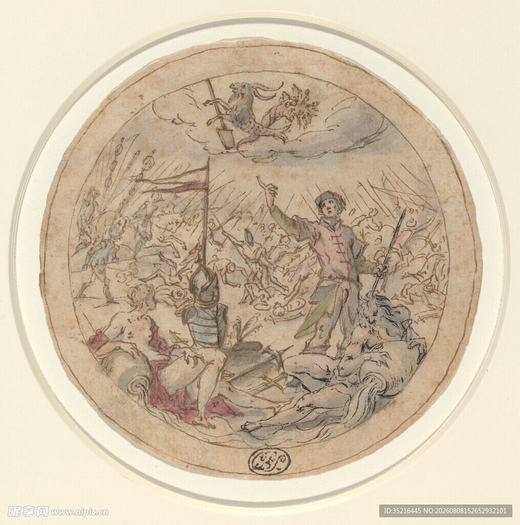古代圆形场景绘画作品