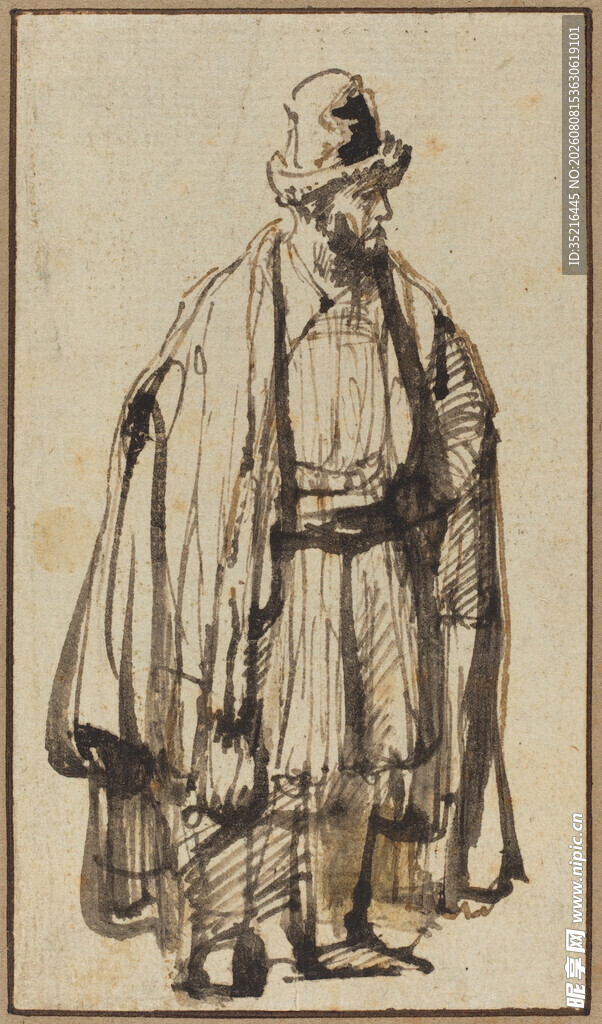 复古装扮人物素描画像