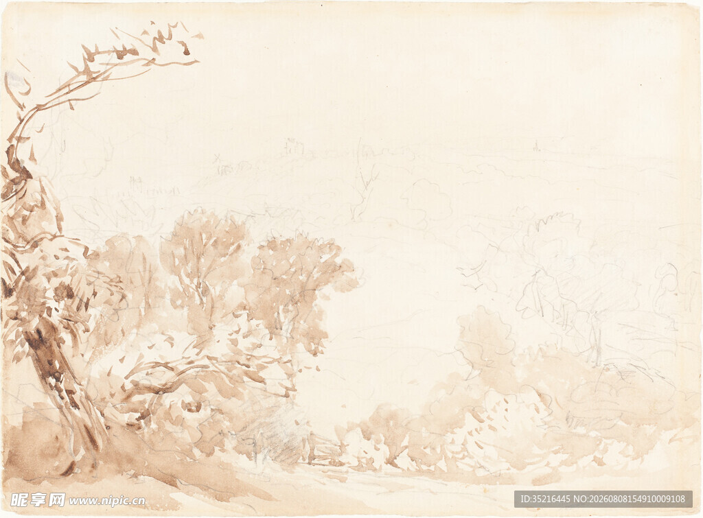 古典山水素描画