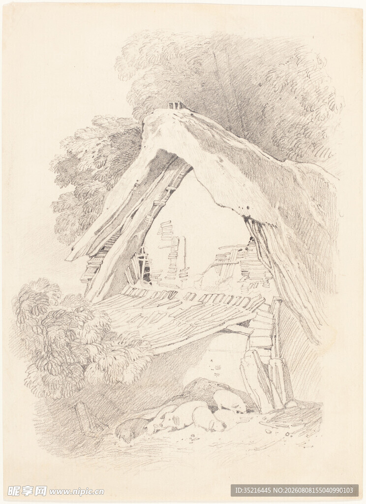 古典风景素描画
