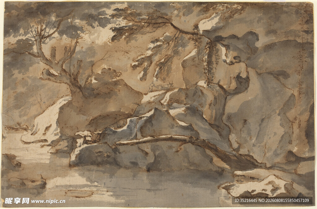 古典风景素描画