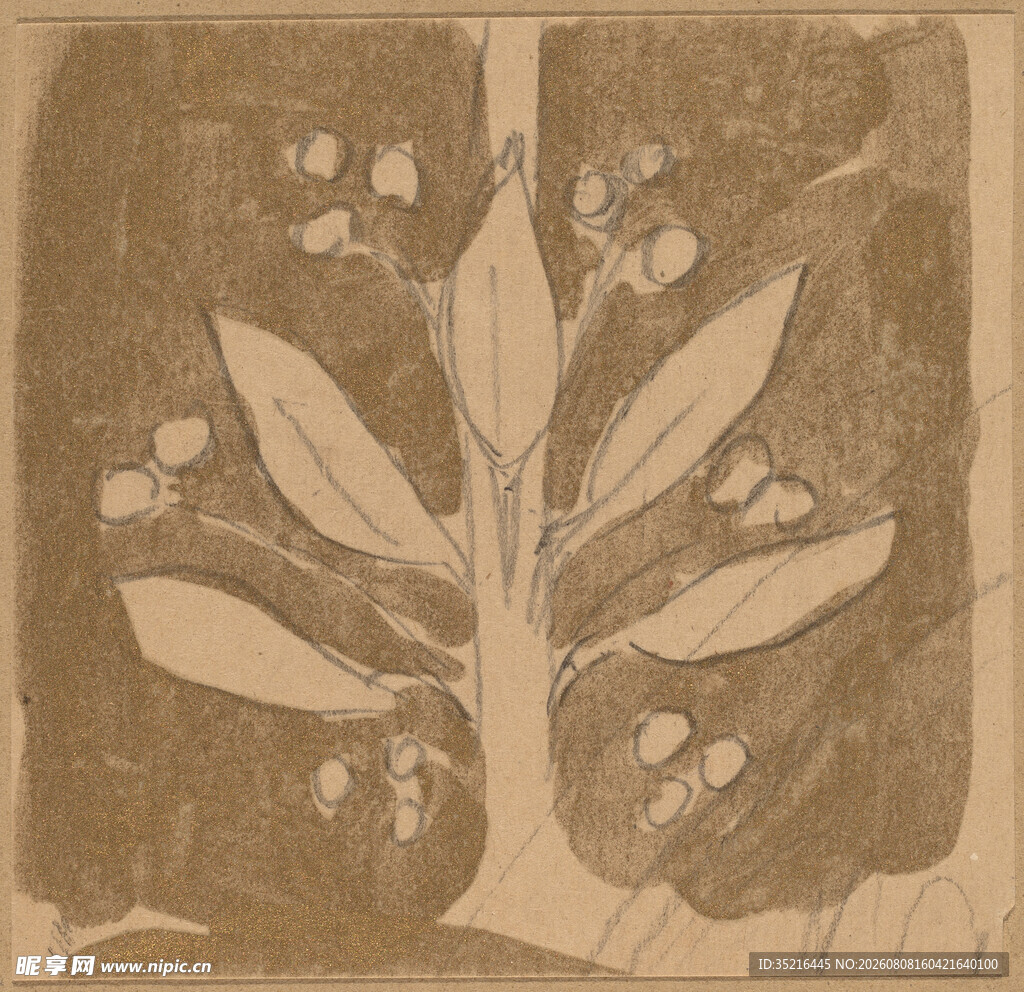 复古风格植物图案插画