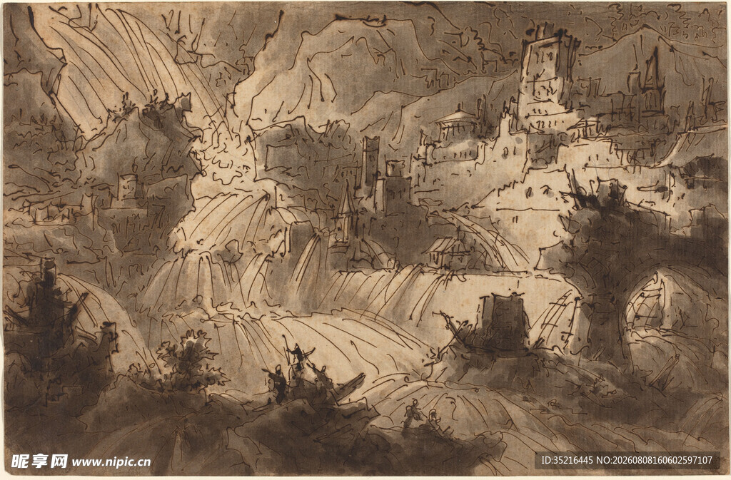 古代山水人物绘画场景