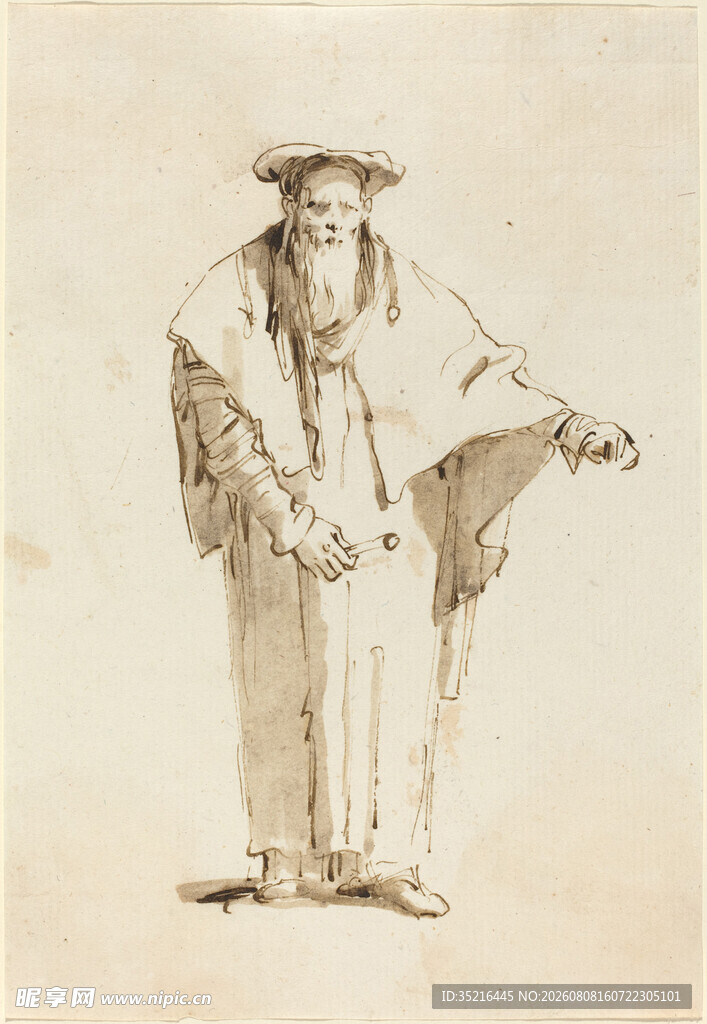 复古装扮人物素描画像