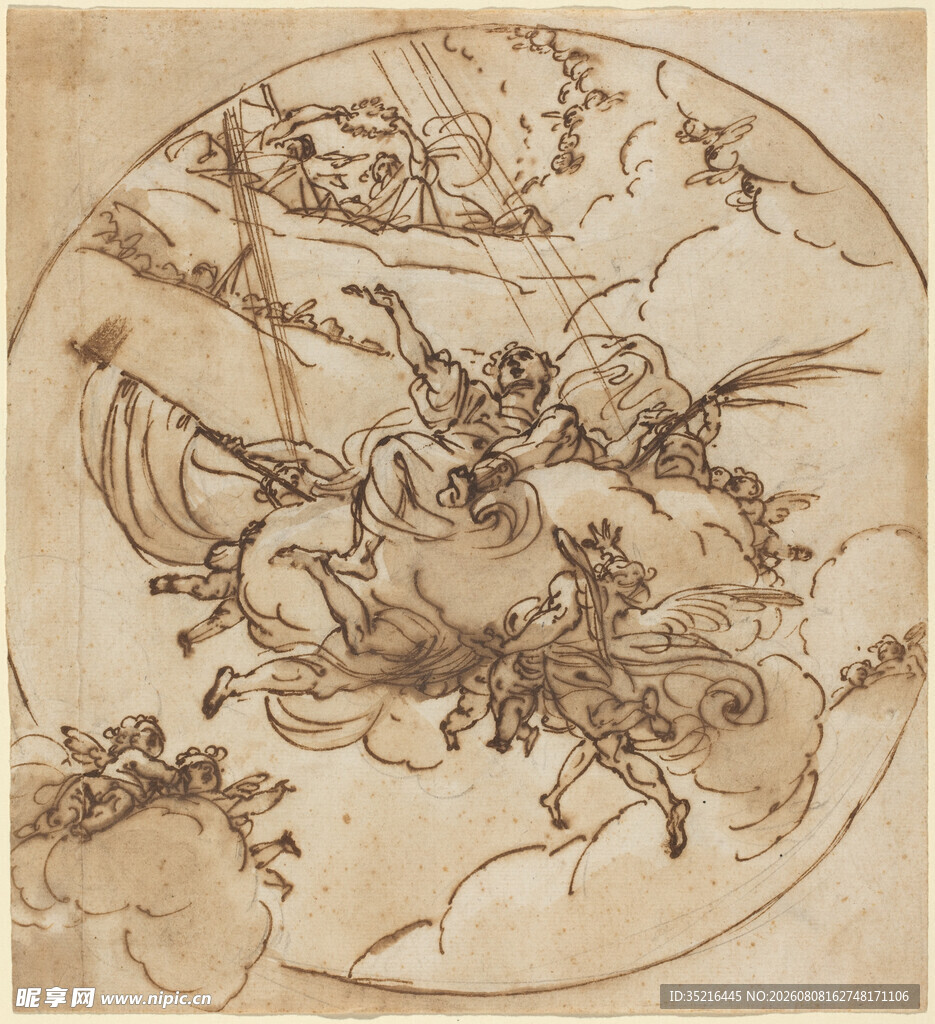 神话人物战斗场景插画