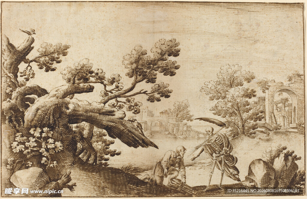 古代山水人物场景画作