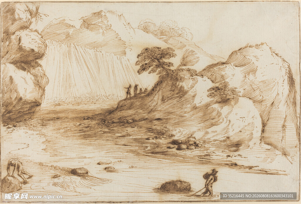 古代山水间人物活动图景