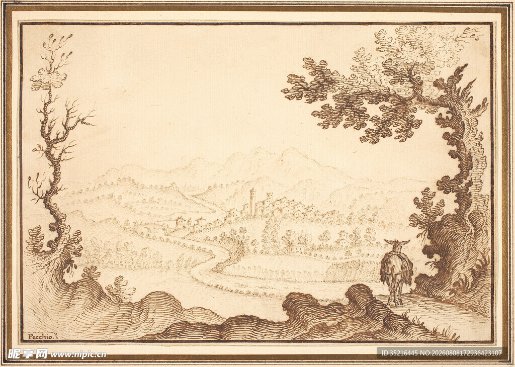 古典风景素描图