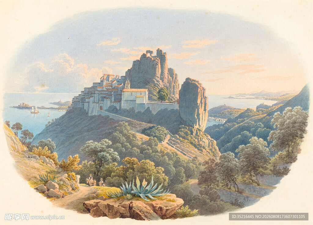 山间城堡风景图