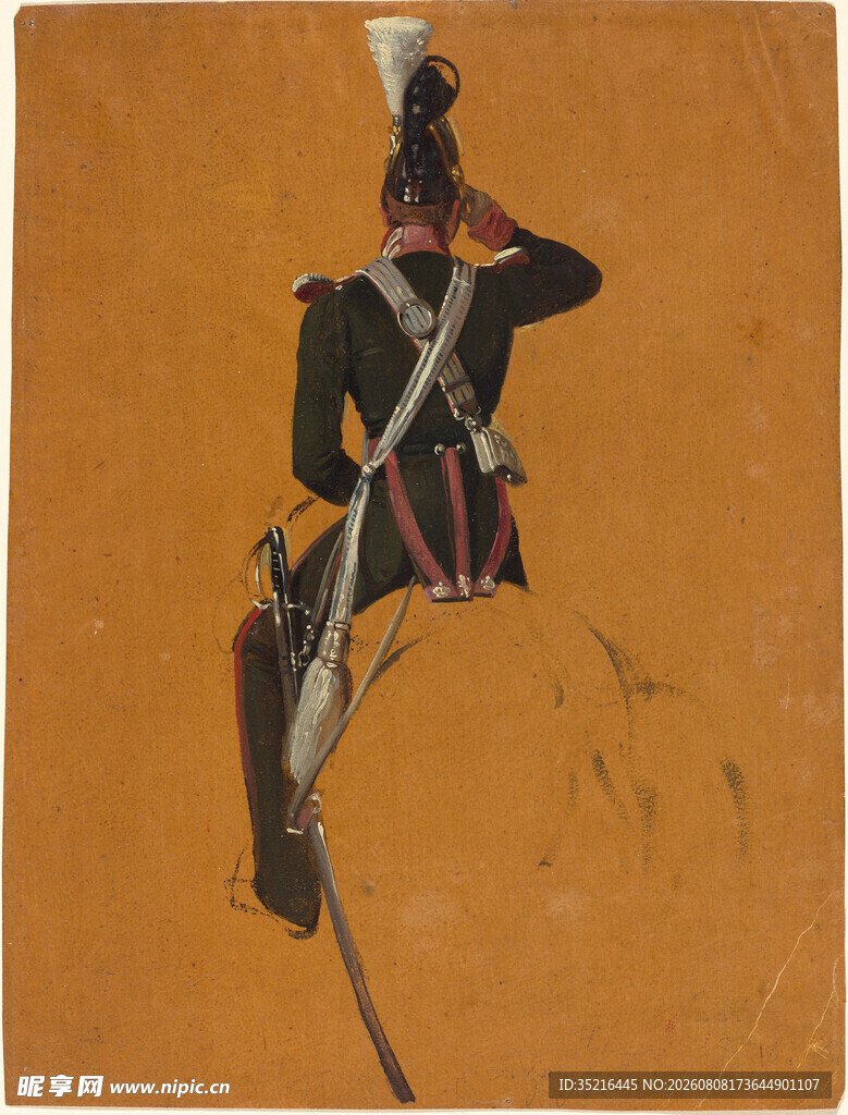 清代骑兵人物画作