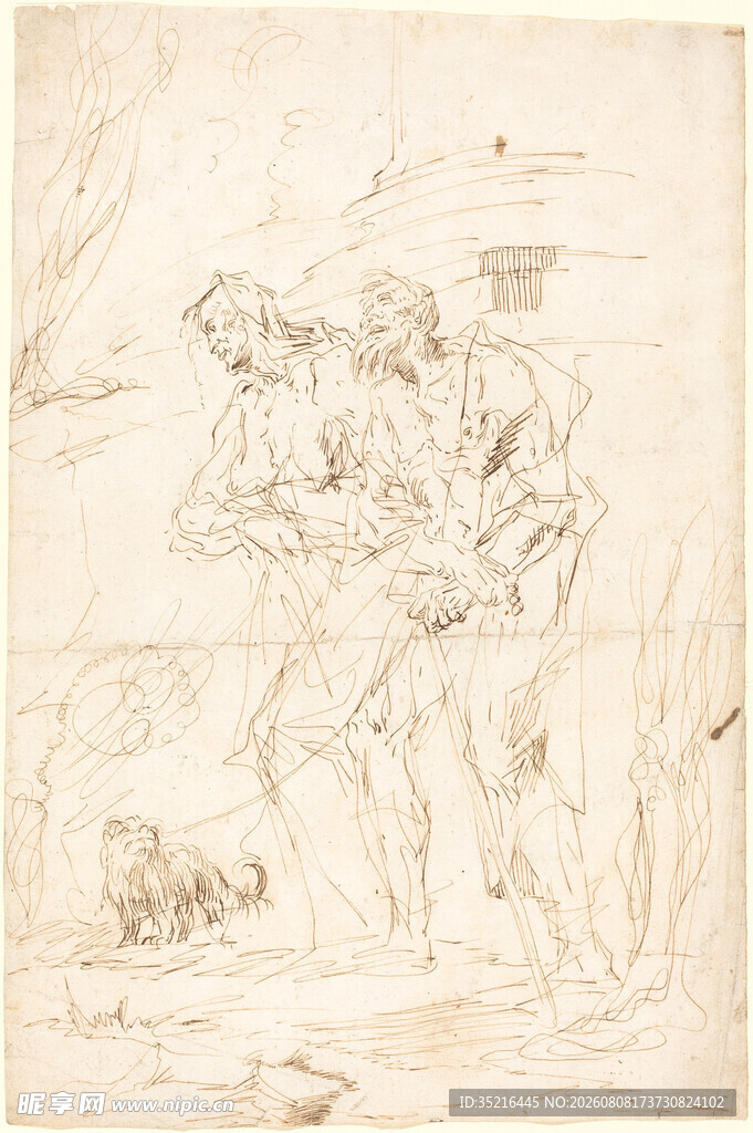 古典人物素描画作