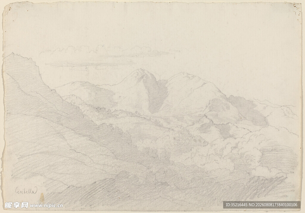 山水素描画