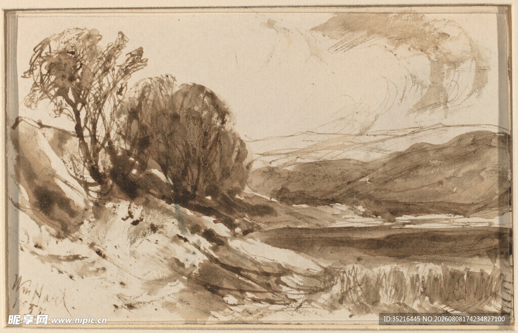 田园风景素描画