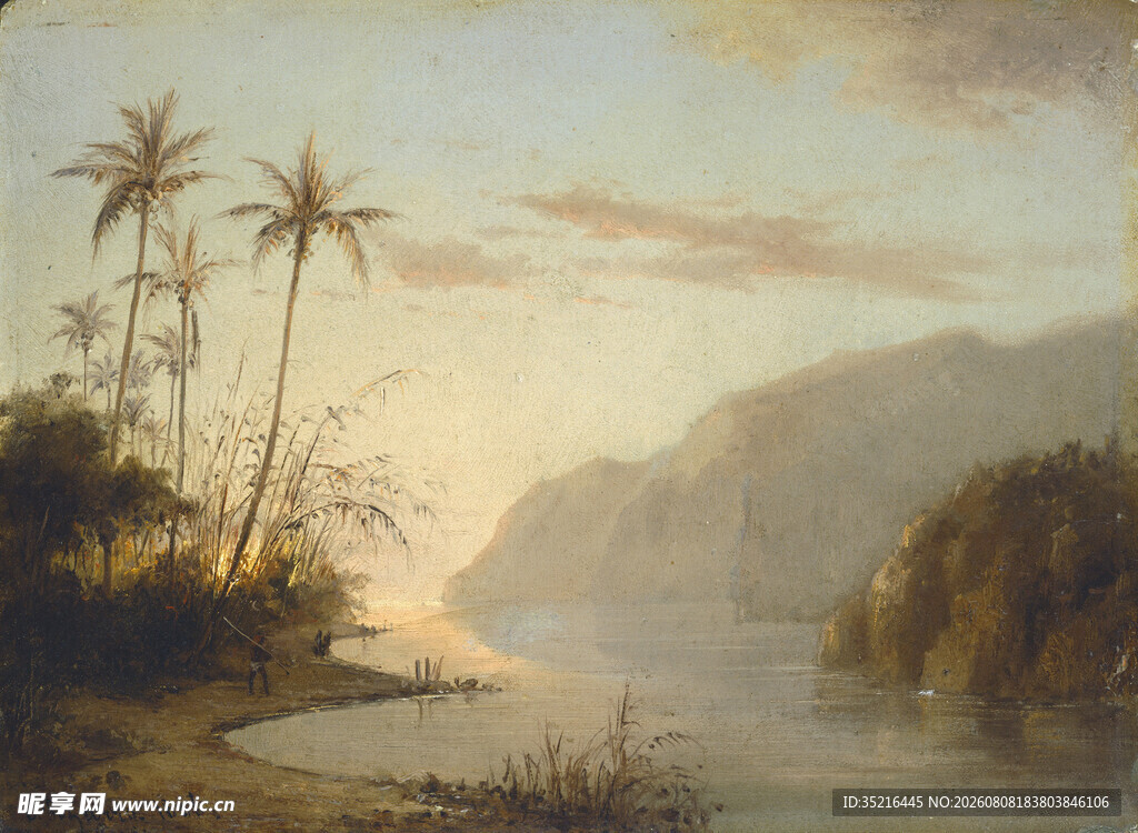 热带海滨风光油画场景