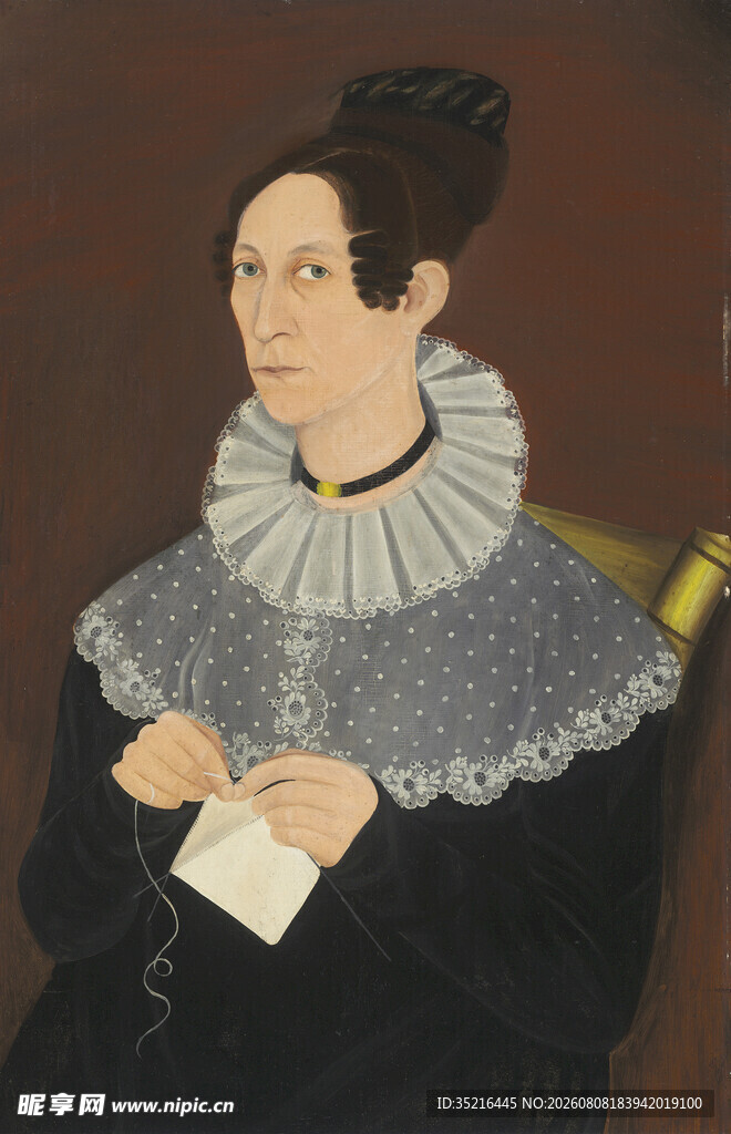 复古装扮女士肖像画