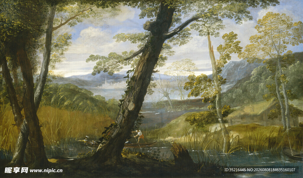 林间风景油画