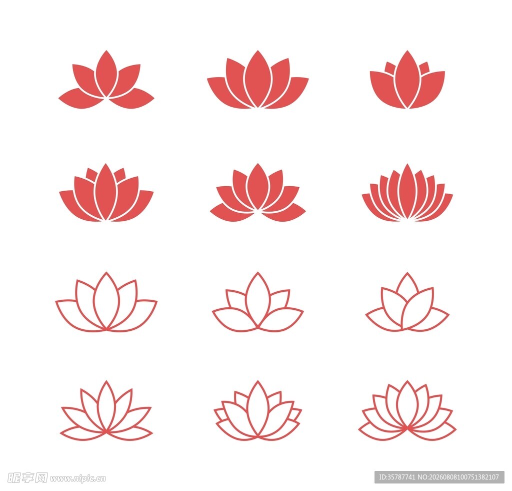 红色荷花素材