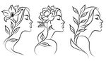 花卉女人剪影