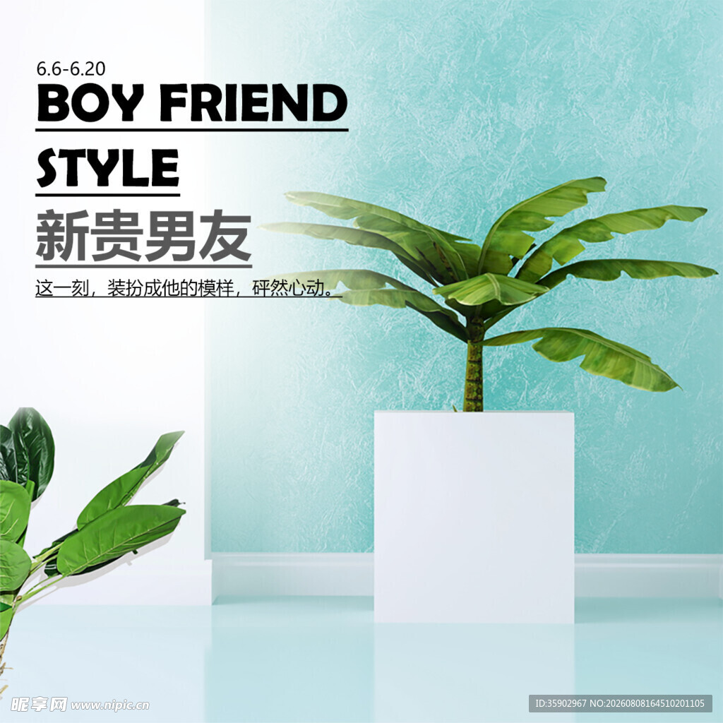 清新风男友风绿植展示