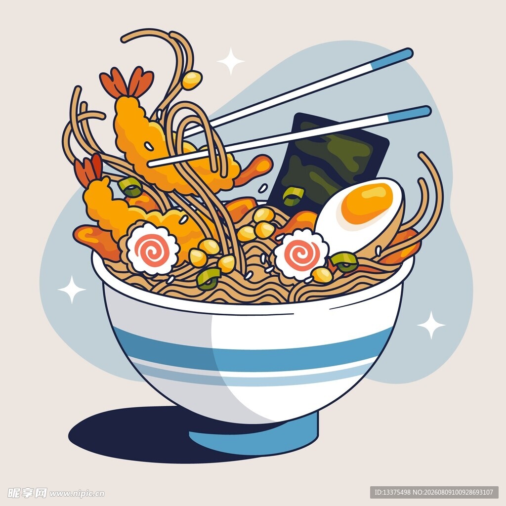 日式拉面插画