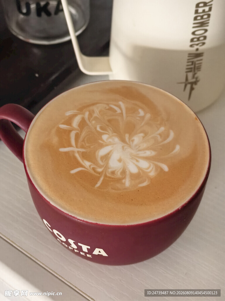 精美拉花咖啡特写