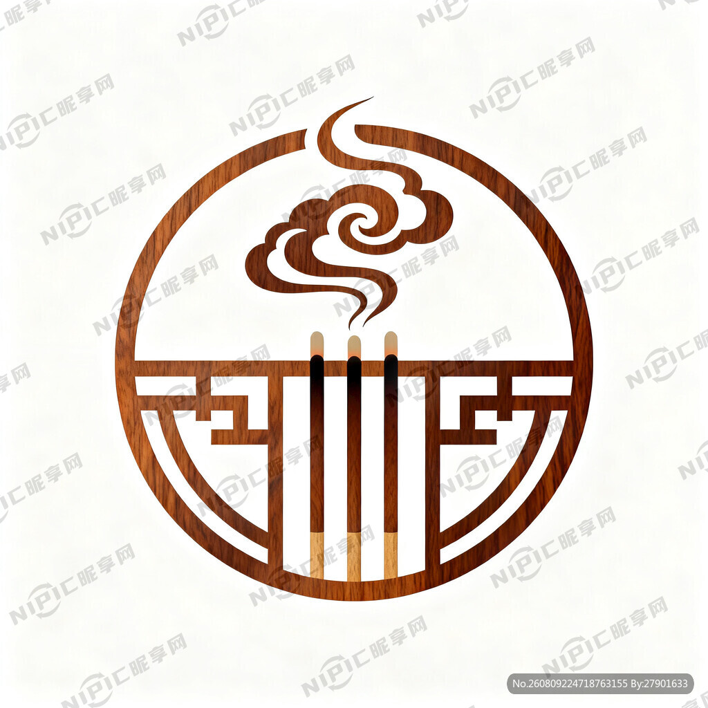 生成一个三支香的圆形logo